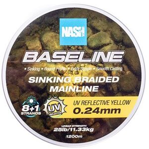 Nash splétaná šňůra baseline sinking braid uv yellow 600 m - 0,24 mm 11,33 kg