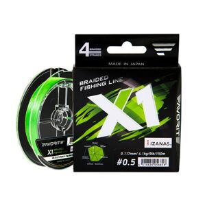 Pletená Šňůra Favorite X1 PE 4x Světle Zelená 150m 0,09mm 2,9kg
