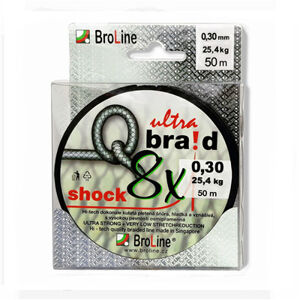 Broline Pletená Šnůra Q-braid Shock 8x Černá 50m Nosnost: 25,4kg, Průměr: 0,30mm