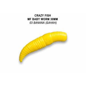 Crazy Fish Gumová Nástraha MF Baby Worm Barva 3 Počet kusů: 12ks, Příchuť: Sýr, Délka cm: 3cm
