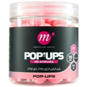 Mainline Plovoucí Boilie High Visual Mini Pop Ups Pink Pinenana Průměr: 15mm, Objem: 250ml