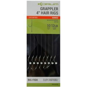 Korum Hotový Návazec Grappler 4” Hair Rigs Barbed 10 cm Nosnost: 12lb, Velikost háčku: #10, Průměr: 0,28mm