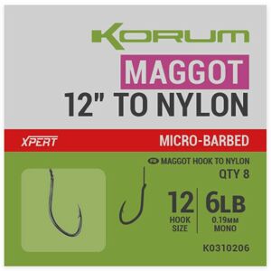 Korum návazce xpert maggot barbed to nylon 30 cm - #12 0,19 mm 6 lb