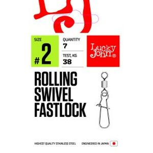Obratlíky s Karabinkou Lucky John Rolling Swivel Fastlocks Velikost 8
