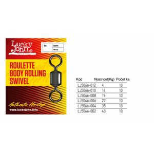 10ks - Obratlík Lucky John Roulette Body Rolling Swivels Velikost 2