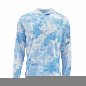 Tričko Simms SolarFlex Hoody Print Cloud Camo Blue Velikost L