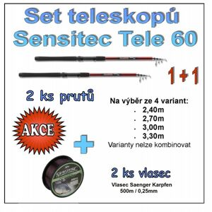 Saenger Prut Sensitec Tele 3,3m 30 - 60gr AKCE 1 +1 + 2x Vlasec 0,25mm 500m !!