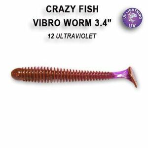 Crazy Fish Gumová Nástraha Vibro Worm 8,5cm 5 Ks Barva: 12 ultraviolet, Délka cm: 8,5cm