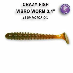 Crazy Fish Gumová Nástraha Vibro Worm 8,5cm 5 Ks Barva: 14 motor oil, Délka cm: 8,5cm