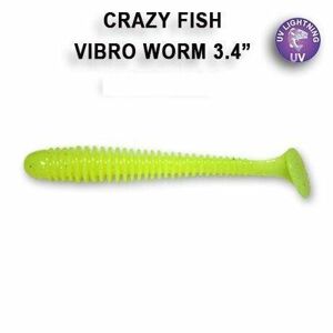 Crazy Fish Gumová Nástraha Vibro Worm 8,5cm 5 Ks Barva: 54 chartreuse floating, Délka cm: 8,5cm