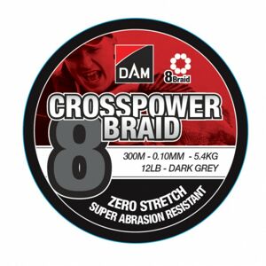 Pletená Šňůra DAM Crosspower 8-Braid Dark Grey 3000m 0,17mm/11,3kg