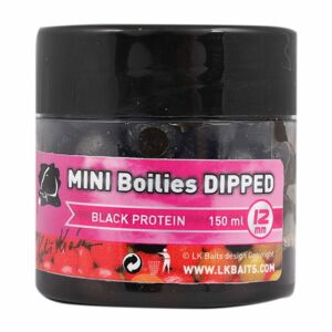 LK Baits MINI Boilies v dipu 12mm 150ml - Black Protein