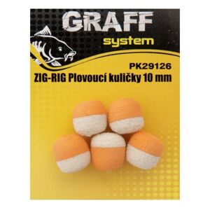 5ks - Plovoucí Kulička Graffishing Zig Rig Bílo-Oranžová 10mm