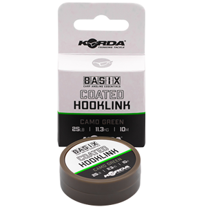 Korda návazcová šňůra basix braided hooklink camo green 10 m - 25 lb 11,3 kg