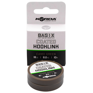Korda návazcová šňůra basix braided hooklink camo green 10 m - 18 lb 8,2 kg