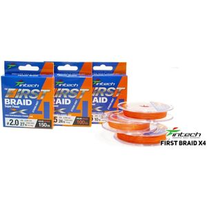 Intech first splétaná šňůra braided line braid x4 orange 150 m - 0,09 mm 2,72 kg